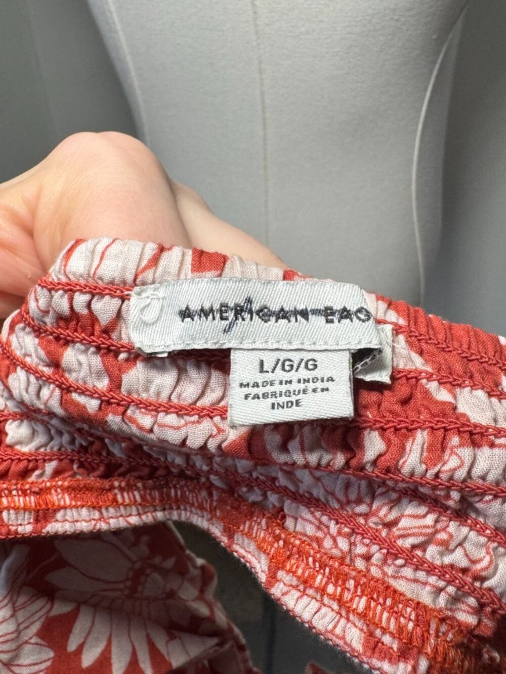 American Eagle Orange and White Floral Cropped Casual Tank Top Shirt - Picture 13 of 13